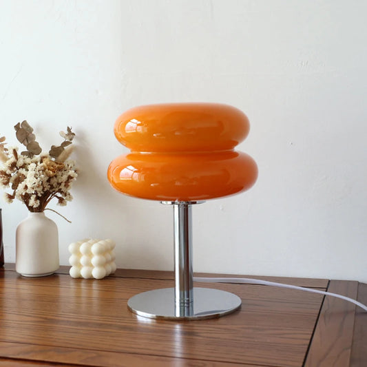 Lámpara de Mesa de Vidrio Macaron con Regulación Tricolor - Iluminación Atmosférica para Sala de Estar y Dormitorio - Luz Nocturna Protectora para los Ojos