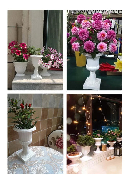 Jarrón de Plástico Blanco y Negro para Decoración del Hogar, Jarrón Grande para Bodas, Jardín, Balcón, Patio, Maceta de Flores y Adornos