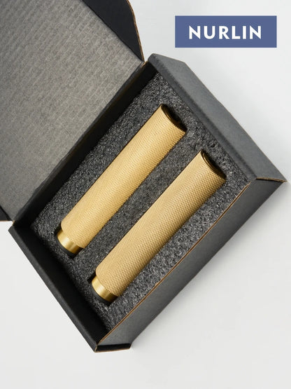 Pies de Gabinete Ajustables Nurlin – Diseño de Corte de Diamante Moleteado en Latón, Patas de Mueble Firmemente Apoyadas en Negro y Oro