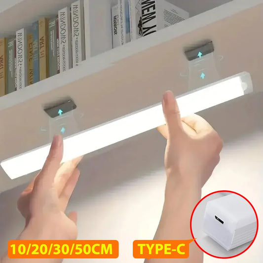 Lámpara LED de Barra Recargable por USB con Sensor de Movimiento, Luz Nocturna Portátil para Cocina, Armario y Pasillo