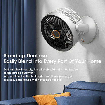 Ventilador Eléctrico de Circulación de Aire USB, No Recargable, Portátil, de Escritorio, Montado en Pared, Rotación de 360 Grados con Luz para el Hogar