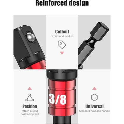 Adaptador de Socket Angular de 105 Grados para Herramientas de Mano | Set de Extensión de 3 Piezas para Taladros y Destornilladores