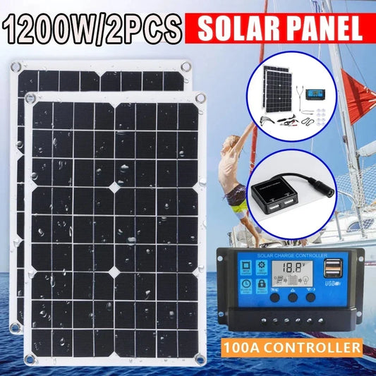 Panel Solar de 40W-1200W con Controlador de Carga y Puertos USB - Ideal para Camping y Actividades al Aire Libre