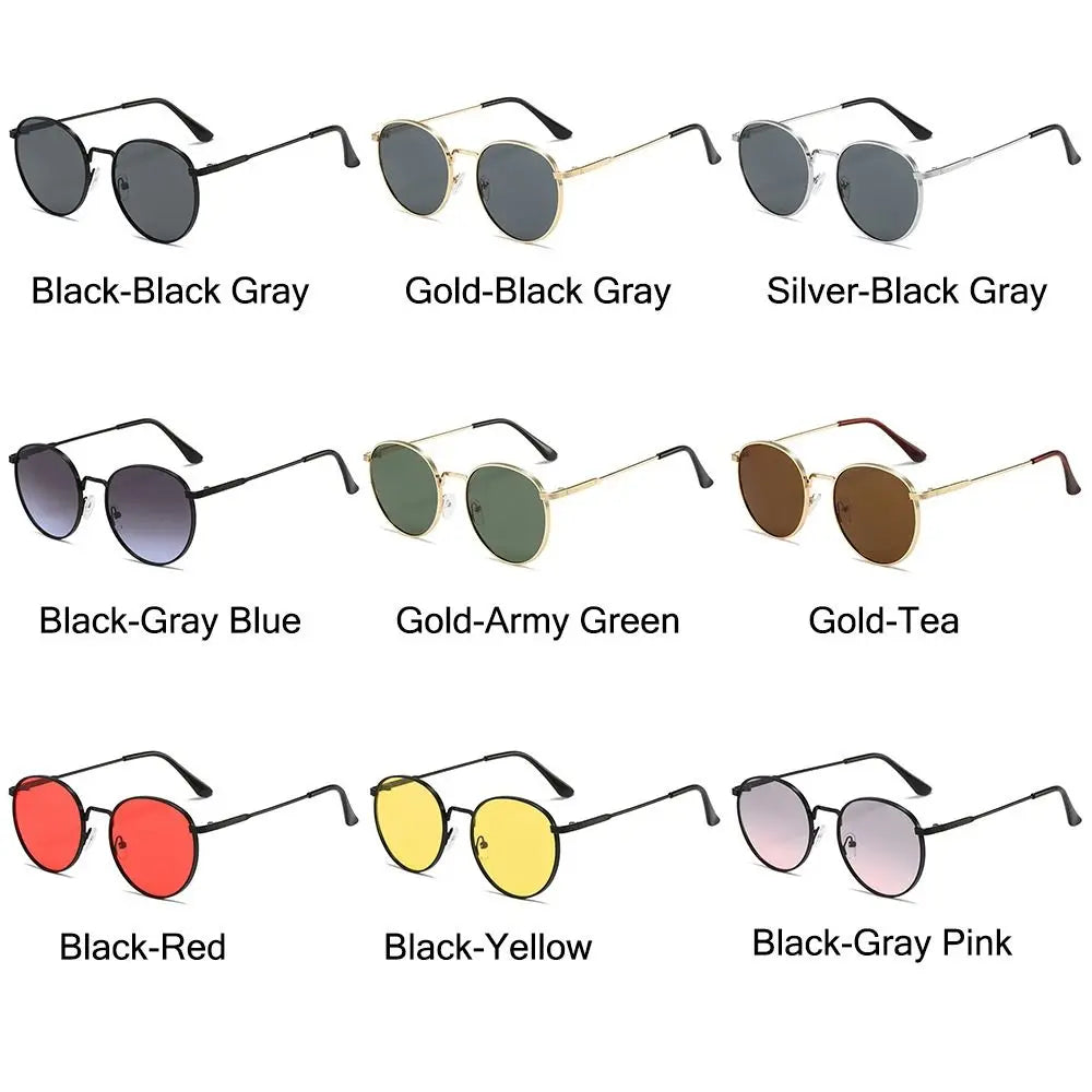 Gafas de Sol Redondas Vintage para Hombre y Mujer - Lentes Circulares con Montura de Metal, Protección UV, Estilo Retro