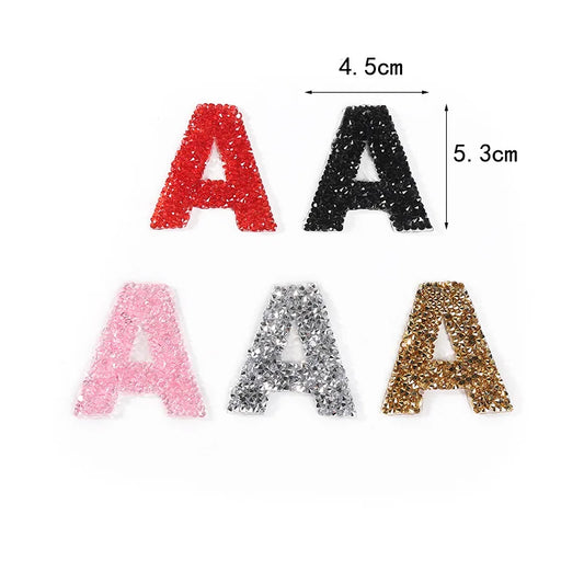 1PC Letra y Número de Acrílico con Rhinestones Rojos para Planchar en Ropa, Insignia Adhesiva para Ropa, Bolsos y Zapatos DIY