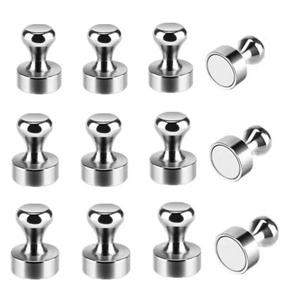 10 Piezas de Pushpins Magnéticos de Neodimio Súper Fuertes - Imanes de Acero Duraderos para Refrigerador y Pizarras Blancas