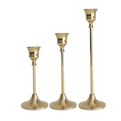 Juego de 3 Soportes para Velas de Metal Estilo Europeo, Decoración Dorada Simple para Bodas, Bar, Fiesta y Sala de Estar
