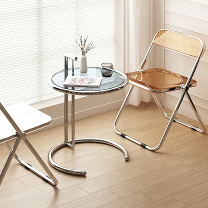 Mesa de Centro de Elevación de Vidrio Creativa Nórdica - Mesa Lateral de Sofá Moderna en Forma de C