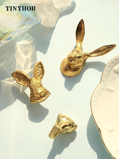 Tiradores de Muebles de Latón con Diseño Creativo de Animales y Plantas – Perillas Retro para Cajones y Armarios Pequeños, Manijas Doradas para Tocadores