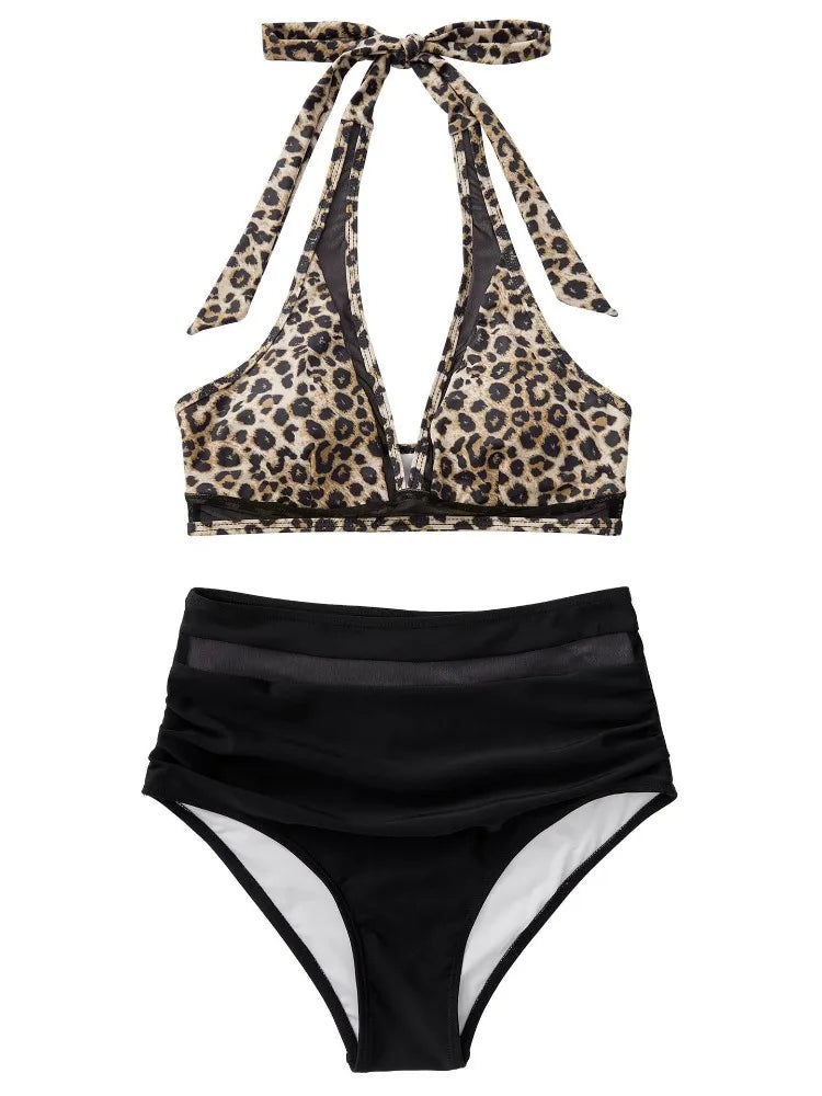High Waist Bikini Set Sexy Push Up Swimsuit Women Black Beachwear Tummy Control Swimwear Adjustable Bathing Suit Bikinis 2024