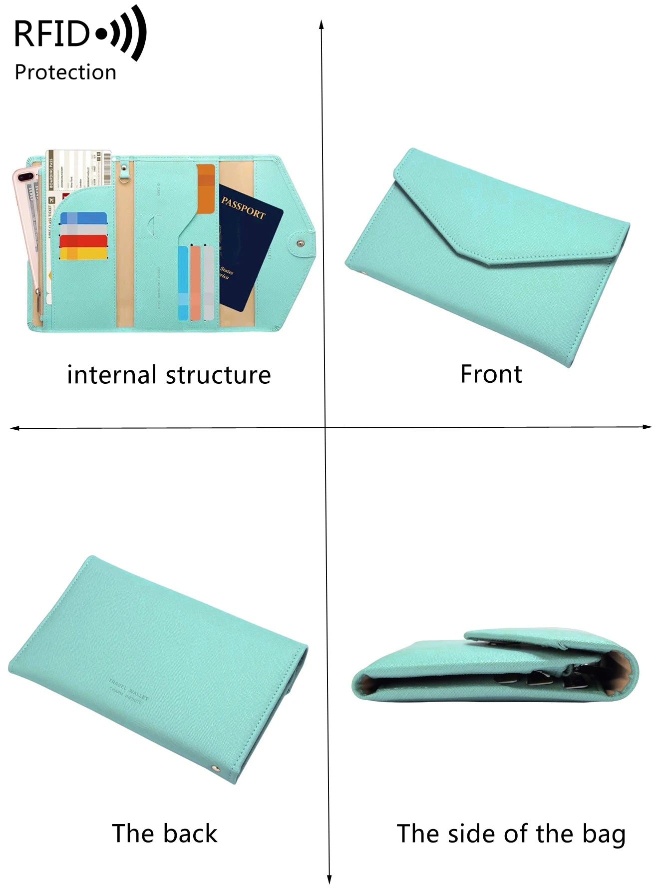 Cartera de viaje RFID para hombre y mujer, tarjetero multifuncional para pasaporte, ID/efectivo/conjunto de pasaporte familiar, Clip para pasaporte