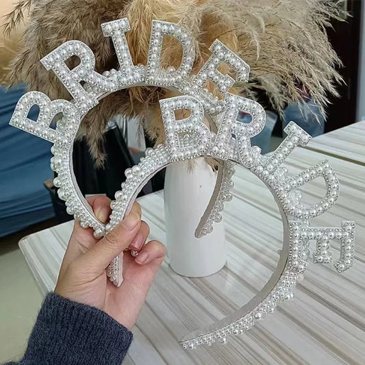 Diadema de Perlas "Bride to Be" – Corona para Fiesta de Despedida de Soltera, Boda y Bridal Shower
