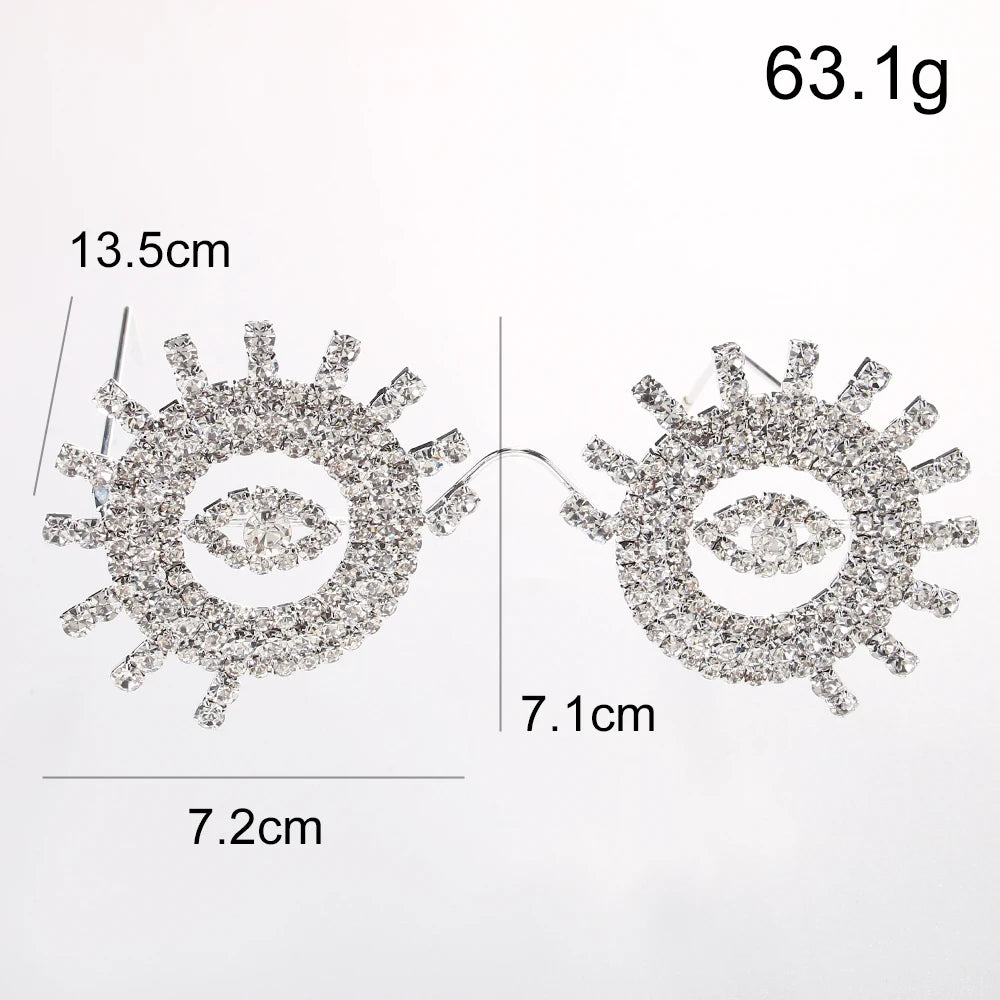 Gafas Redondas contra el Mal de Ojo para Mujer – Montura con Diamantes de Imitación, Estilo Bling para Club, Halloween y Regalos de Fiesta