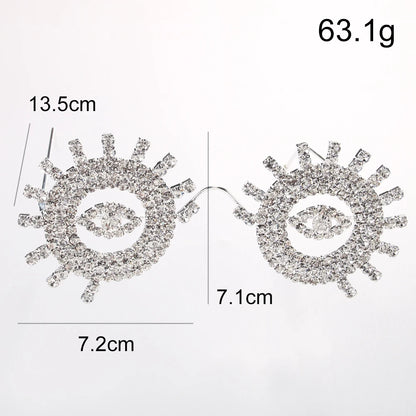 Gafas Redondas contra el Mal de Ojo para Mujer – Montura con Diamantes de Imitación, Estilo Bling para Club, Halloween y Regalos de Fiesta