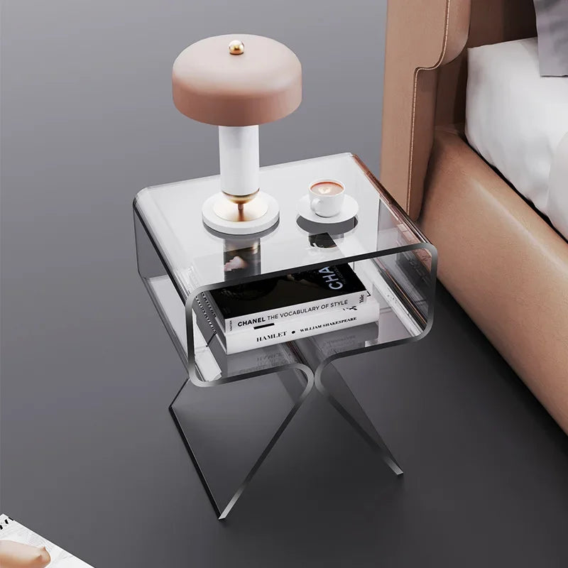 Mesa Auxiliar de Sofá Transparente de Acrílico - Mesita de Noche Moderna para Sala de Estar y Diseño de Esquina
