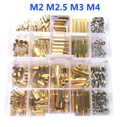 Kit de Varillas Separadoras de Latón M2 M2.5 M3 M4: Tornillos, Tuercas y Pilares Hexagonales para Placas PCB - 240~120 piezas