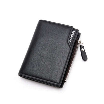 Billetera Corto para Hombre en Cuero PU, Monedero Masculino con Cremallera, Porta Tarjetas de Crédito, Cartera de Hombre