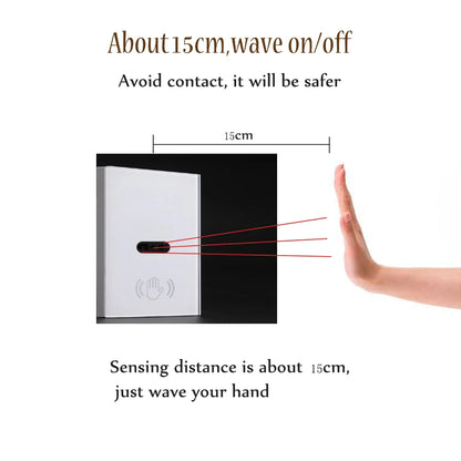 Cerhot Interruptor de Luz de Pared con Sensor Infrarrojo, Necesita Cable Neutro, Sin Necesidad de Tocar, 220V, Panel de Vidrio, EU/UK
