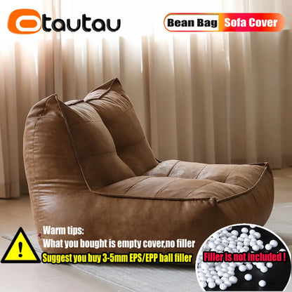 Funda de Piel Sintética para PUF Grande - Chaise Tumbona, Sofá Cama Sin Relleno, Terciopelo de Gamuza Retro