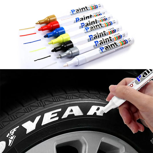 Marcador de Pintura para Llantas de Auto, Penetra Oily White Waterproof, Permanente para Neumáticos de Caucho, Metal, CD, y Graffiti - 1 pieza