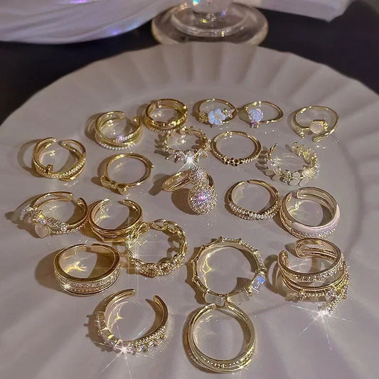 Anillos de Cadena para Mujer y Hombre - Anillo de Acero Inoxidable Bañado en Oro, Tendencia 2024