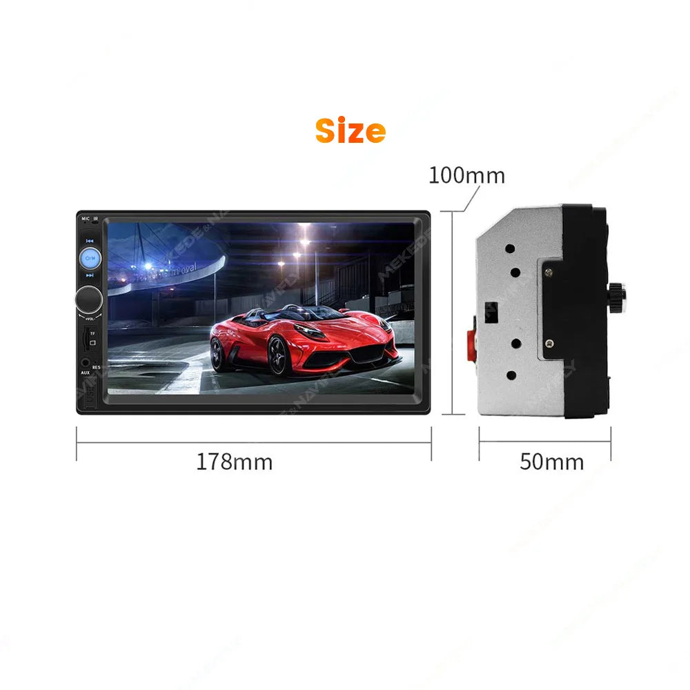 Reproductor de Radio para Automóvil Navifly ND1 2 DIN - Pantalla Táctil HD de 7", Estéreo Multimedia, Bluetooth, FM, y Soporte para Cámara