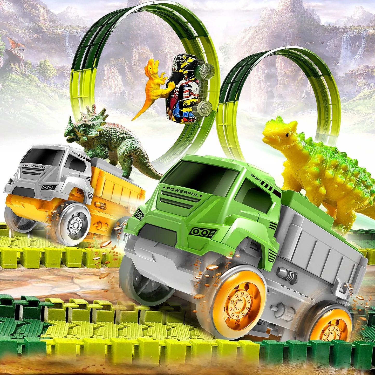 Coche de pista de dinosaurio eléctrico para niños, juguete de ferrocarril de escalada mágica, coches de juguete de pista flexible, juguetes educativos para niños, juguete de calidad para niños