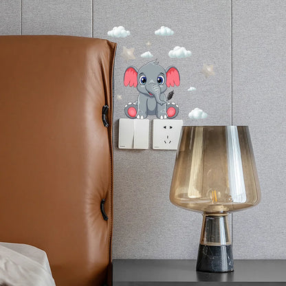 Pegatinas Luminosas de Pared con Forma de Nube y Pequeño Elefante para Decoración de Habitación de Bebés y Niños, Decoración del Hogar, Calcomanía Combinada que Brilla en la Oscuridad