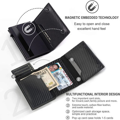 Rfid Carbon Fibe Airtag Wallets Men Card Holder Slim Thin Wallets Leather Wallet For Apple Air Tag Purses Smart Black Walet