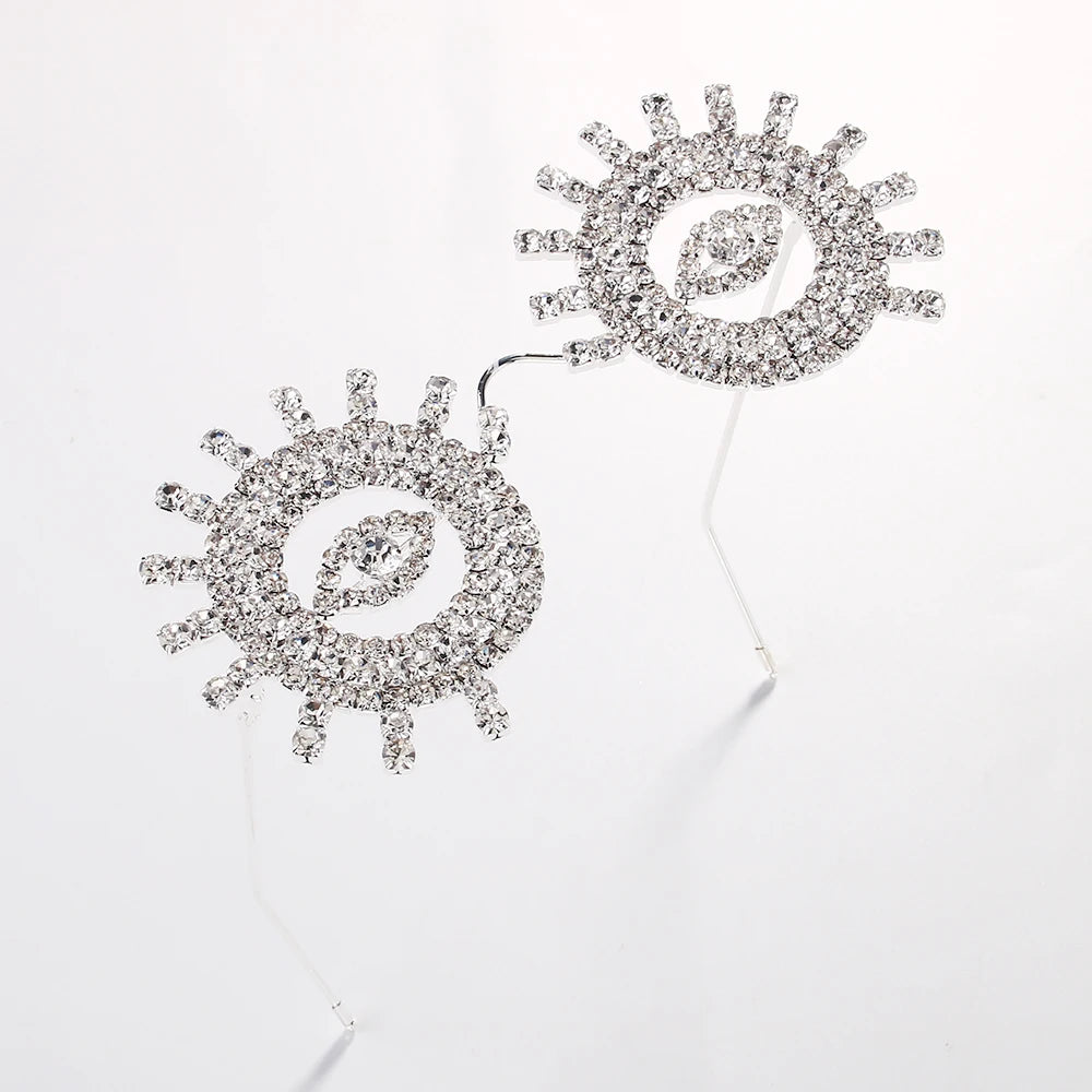 Gafas Redondas contra el Mal de Ojo para Mujer – Montura con Diamantes de Imitación, Estilo Bling para Club, Halloween y Regalos de Fiesta