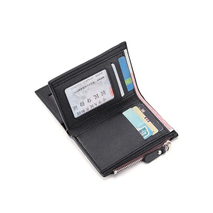 Billetera Corto para Hombre en Cuero PU, Monedero Masculino con Cremallera, Porta Tarjetas de Crédito, Cartera de Hombre