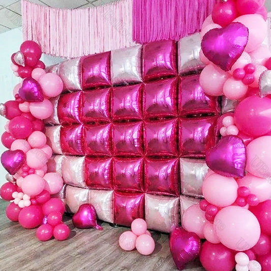 25/35 Piezas de Globos Cuadrados de Foil - Fondo Metálico Doble Cara en Oro y Rosa Caliente para Cumpleaños, Baby Showers y Bodas