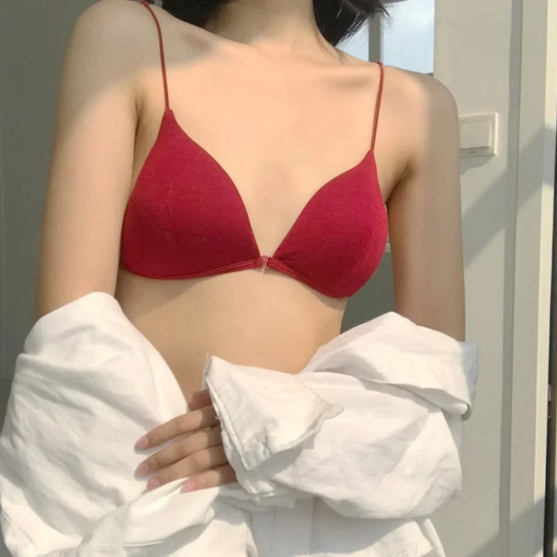 Sujetador Sin Costuras con Hebilla Frontal para Mujer | Sexy Bralette en V Profundo