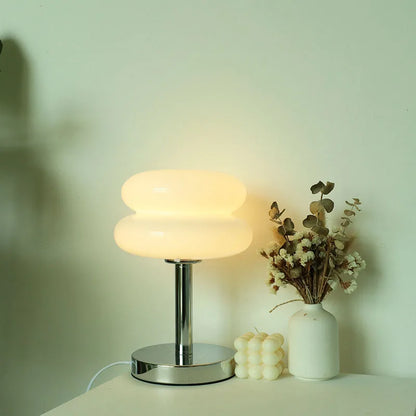 Lámpara de Mesa de Vidrio Macaron con Regulación Tricolor - Iluminación Atmosférica para Sala de Estar y Dormitorio - Luz Nocturna Protectora para los Ojos