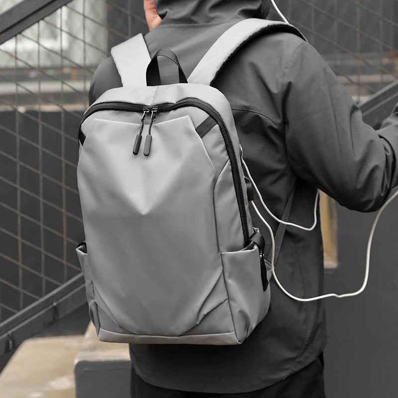 Mochila Escolar Masculina Impermeable de Nylon, con Carga USB, Mochila para Laptop y Gran Capacidad para Libros y Viajes