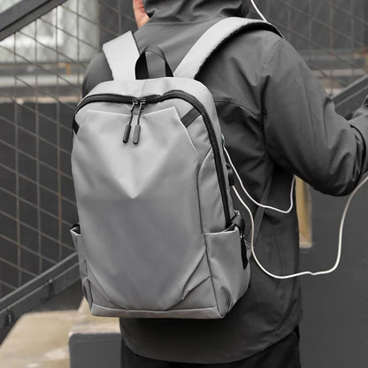 Mochila Escolar Masculina Impermeable de Nylon, con Carga USB, Mochila para Laptop y Gran Capacidad para Libros y Viajes