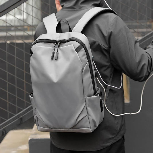Mochila Escolar Masculina Impermeable de Nylon, con Carga USB, Mochila para Laptop y Gran Capacidad para Libros y Viajes