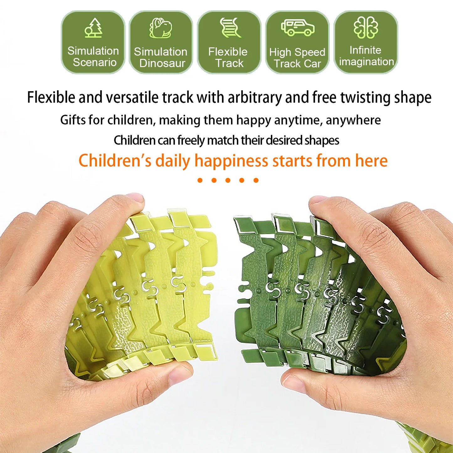Set de Juguete de Dinosaurios con Pistas Flexibles, Coche de Carreras con Luces Flash, Juguete Educativo para Niños, Regalo de Cumpleaños