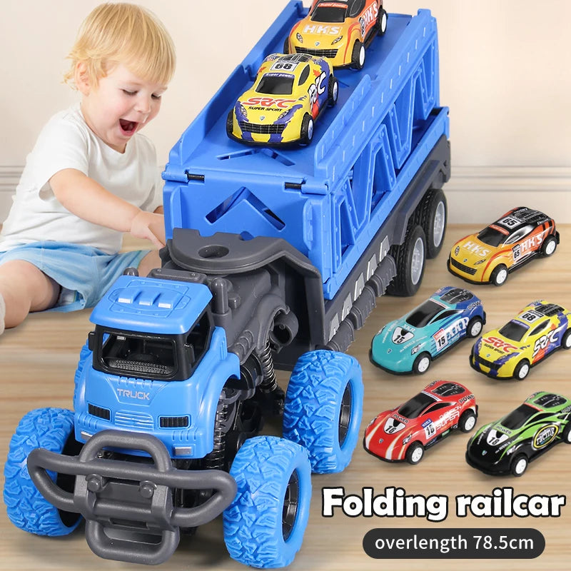 Camión Transportador Deformable con Pista y Ejección | Juguete Infantil de Carga y Transporte