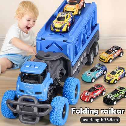 Camión Transportador Deformable con Pista y Ejección | Juguete Infantil de Carga y Transporte