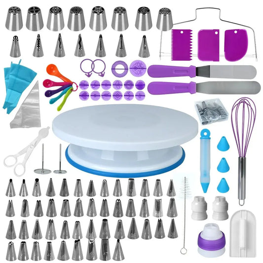 Kit de Herramientas de Decoración para Pasteles de 137 Piezas | Set con Base Giratoria, Boquillas y Bolsas para Repostería
