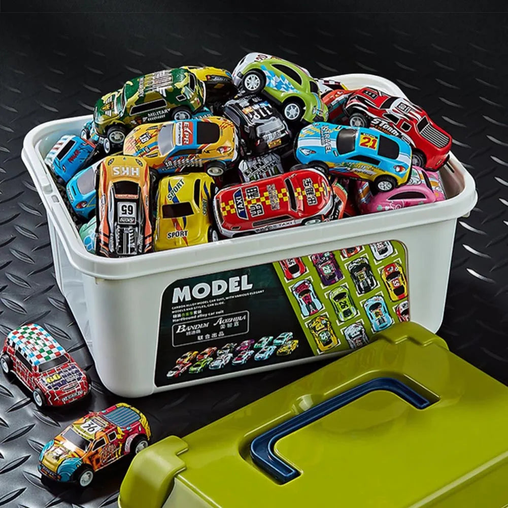 Set de 20/30/50 Coches de Aleación con Caja de Almacenamiento, Vehículos de Juguete de Retroceso Coloridos para Niños, Ideal para Regalos de Cumpleaños