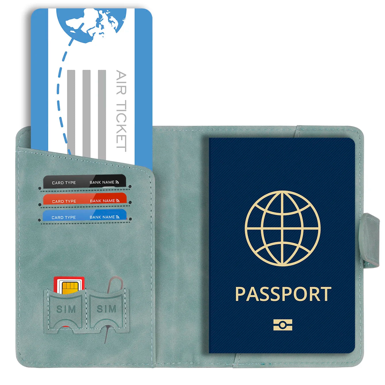 Funda para pasaporte con bloqueo RFID, billetera de cuero, accesorios de viaje para hombres y mujeres
