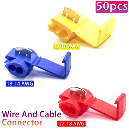 10-50pcs Conectores Eléctricos Scotch Lock de Cable AWG 22-18 - Terminales de Empalme Rápido sin Corte de Línea