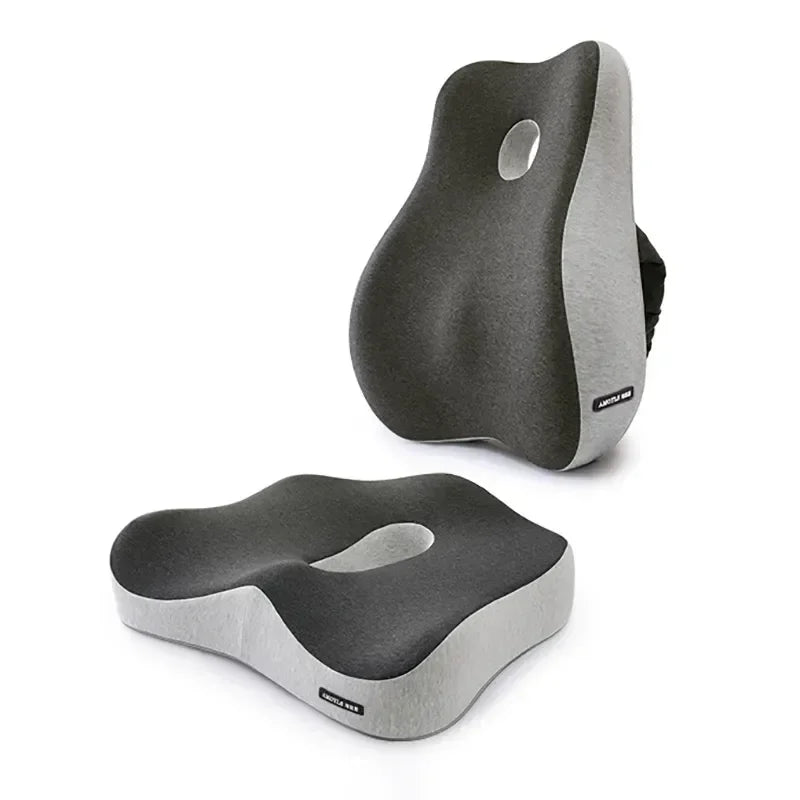 Cojín de Espuma con Memoria para Silla de Oficina y Coche: Soporte Lumbar con Masaje, Almohada Ortopédica para la Espalda, Coxis y Glúteos