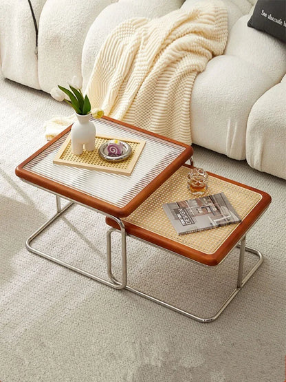 Mesa de té media para sala de estar, hogar pequeño, lado familiar, varias combinaciones de luz, lujo Retro, celebridad Web, tejido de ratán GL