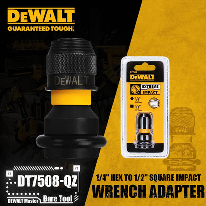 Adaptador DEWALT DT7508-QZ 1/4" Hex a 1/2" Cuadrado para Llave de Impacto - Accesorios de Herramientas Eléctricas