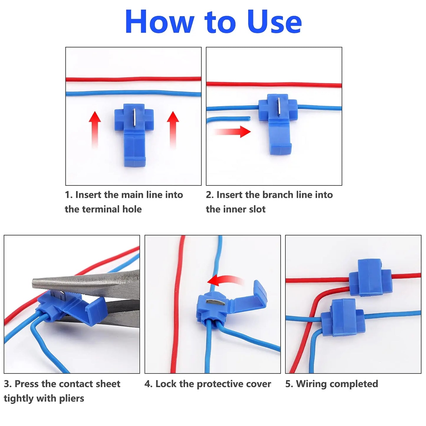 10-50pcs Conectores Eléctricos Scotch Lock de Cable AWG 22-18 - Terminales de Empalme Rápido sin Corte de Línea