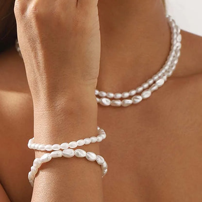 Collar Choker Vintage de Perlas Imitación Blancas para Mujeres - Elegante Cadena Corto Doble Capa de Joyería de Boda