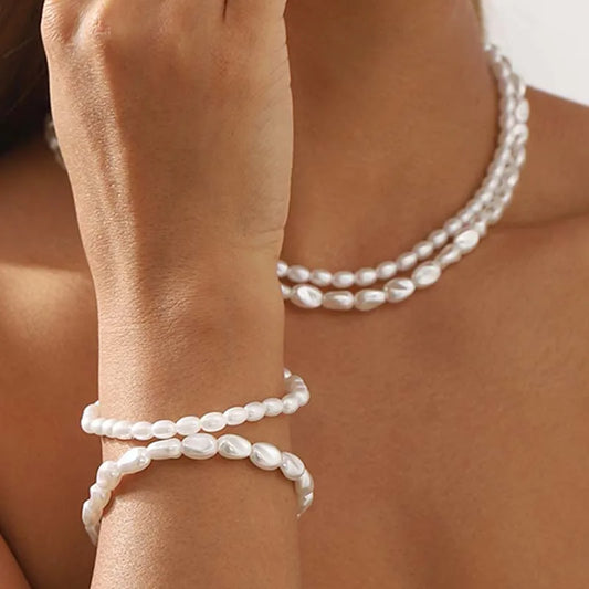 Collar Choker Vintage de Perlas Imitación Blancas para Mujeres - Elegante Cadena Corto Doble Capa de Joyería de Boda